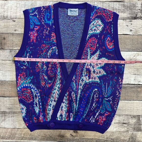 NWOT Vintage Meister 80s Retro Holiday Christmas Wool Acrylic Vest | Large - Picture 3 of 6